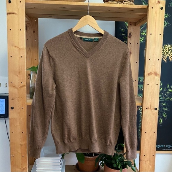 Bobby Jones Brown Merino Wool V-neck Sweater - Picture 2 of 11